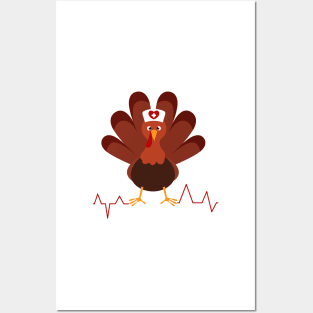 Thanksgiving Scrub Turkey Nurse Funny Nursing Gift Posters and Art